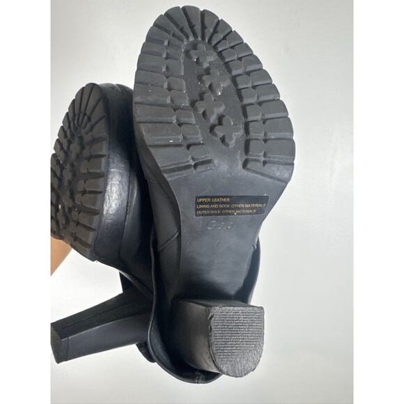 GAP Vintage Leather Block Heel Mid-Calf Fold Over Boots - Black, Sz 7 - Picture 4 of 7